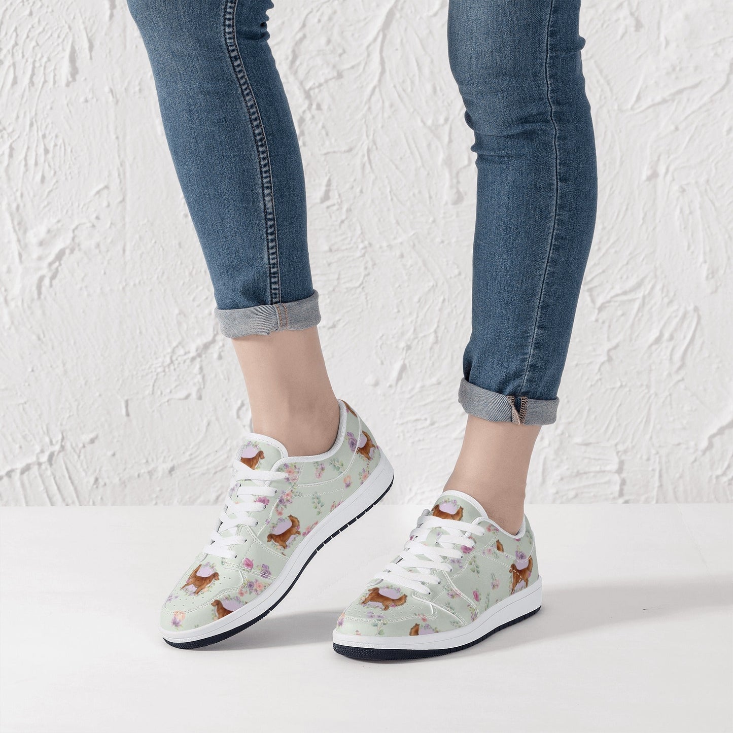 Womens Low Top PU Leather Sneakers